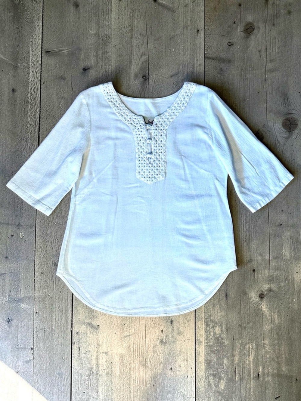 White Crochet Detail Women's Summer Top 100% Cotton Size XL